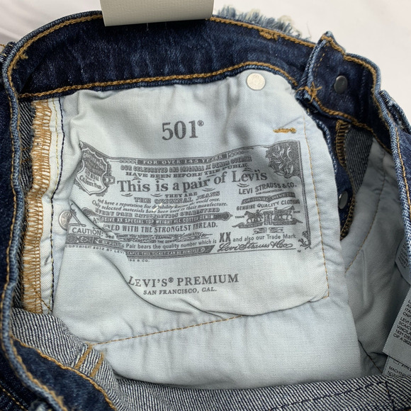 Levi's 501 Jean Shorts Women's 24 Cut Off Fray Hem High Rise Button Fly Distress - Picture 11 of 14